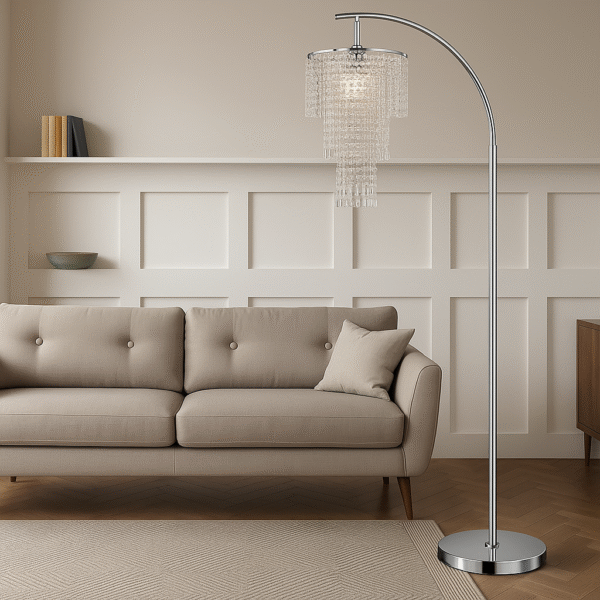 lampadaire_arc_chrome_salon Crystal Arc Floor Lamp